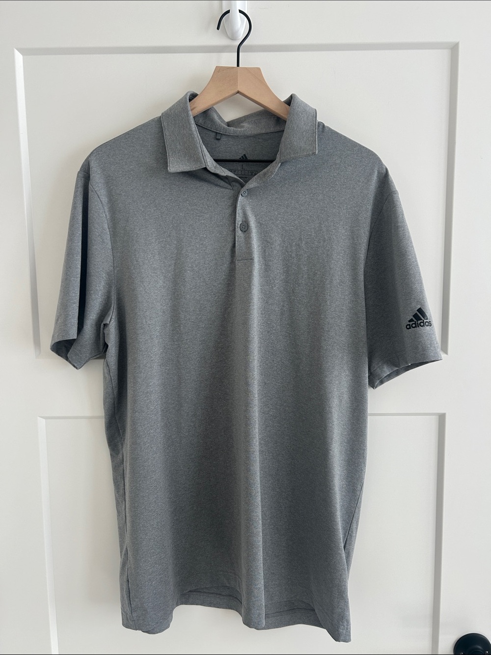 Adidas Men’s Large Gray Performance Golf Polo Shirt Short Sleeve